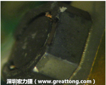 使用銀(Ag)鍍層的電源電感器(Power Inductors)，經(jīng)過推力測試后，零件端點(diǎn)上已經(jīng)看不到任何鍍層的痕跡了，所以其耐推力就比較小。