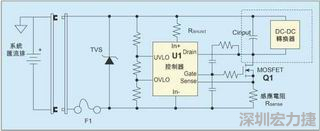 圖1：一個(gè)簡(jiǎn)單的-48V熱插拔電路。