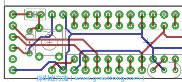 4.2. 然后在電路板的背面進(jìn)行布線。