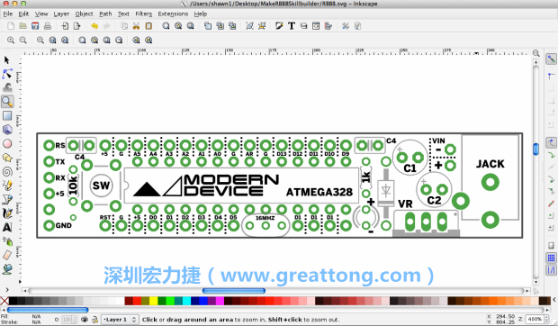 既然你有一個(gè)以電路板為背景的清晰影像了，使用向量工具將要絲印的圖像畫在上面吧，下面有一個(gè)例子。