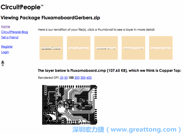 預(yù)覽Gerber格式中最簡(jiǎn)單的方式是使用來自Circuit People的免費(fèi)線上工具。